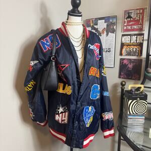 VTG 90s Y2k Fam Score All Stars Basketball Patches Bomber Jacket
